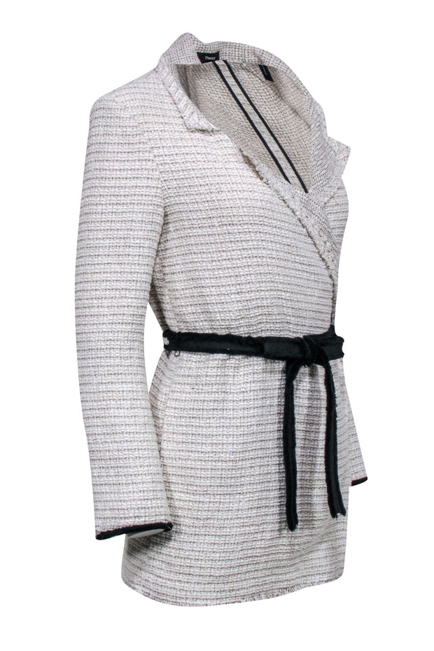 Current Boutique-Theory - Cream & Black Tweed Jacket Sz P