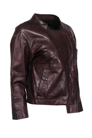 Current Boutique-Theory - Brown Leather Moto Zip Jacket Sz S