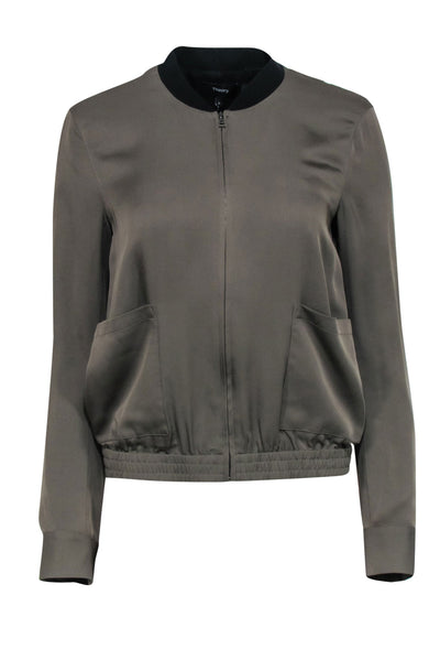 Current Boutique-Theory - Light Green Silk Bomber Style Jacket Sz S
