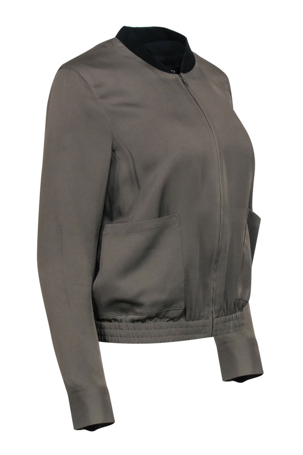 Current Boutique-Theory - Light Green Silk Bomber Style Jacket Sz S