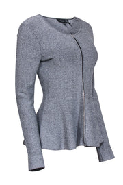 Current Boutique-Theory - Grey Blend Zipper Front Peplum Top Sz M