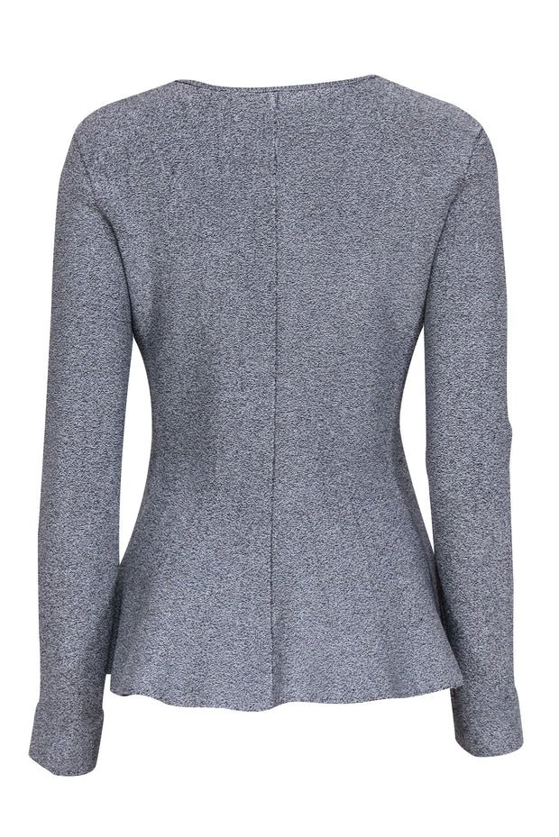 Current Boutique-Theory - Grey Blend Zipper Front Peplum Top Sz M