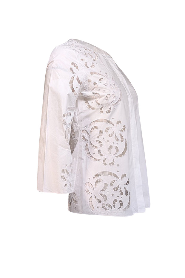 Current Boutique-Theory - White Embroidered Poplin Shirt Sz S