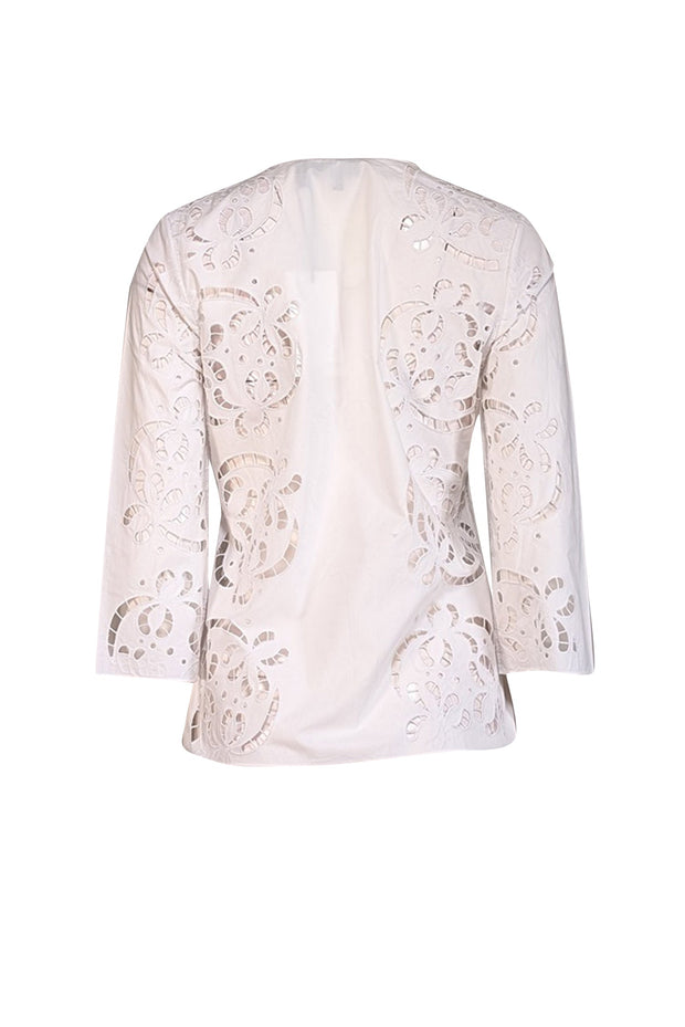 Current Boutique-Theory - White Embroidered Poplin Shirt Sz S