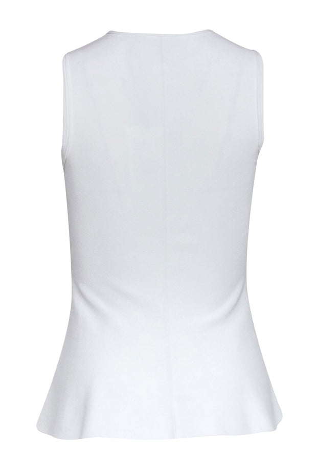Current Boutique-Theory - White Knit Sleeveless Peplum Top Sz S