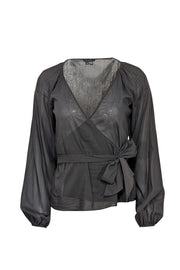 Current Boutique-Theory - Black Long Sleeve Wrap Top Sz XS