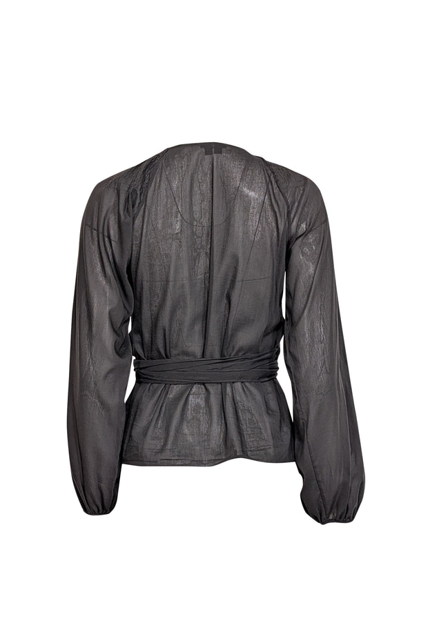 Current Boutique-Theory - Black Long Sleeve Wrap Top Sz XS
