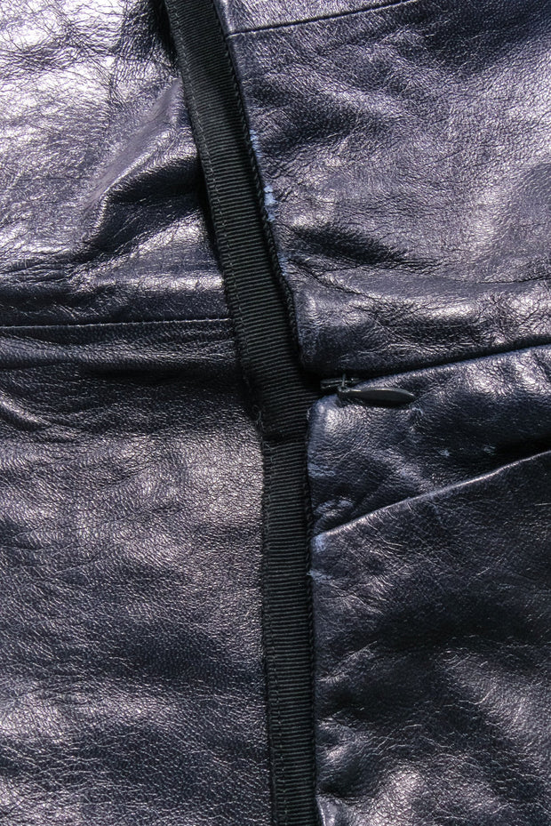 Current Boutique-Theory - Dark Navy Textured Lamb Leather Skirt Sz 00