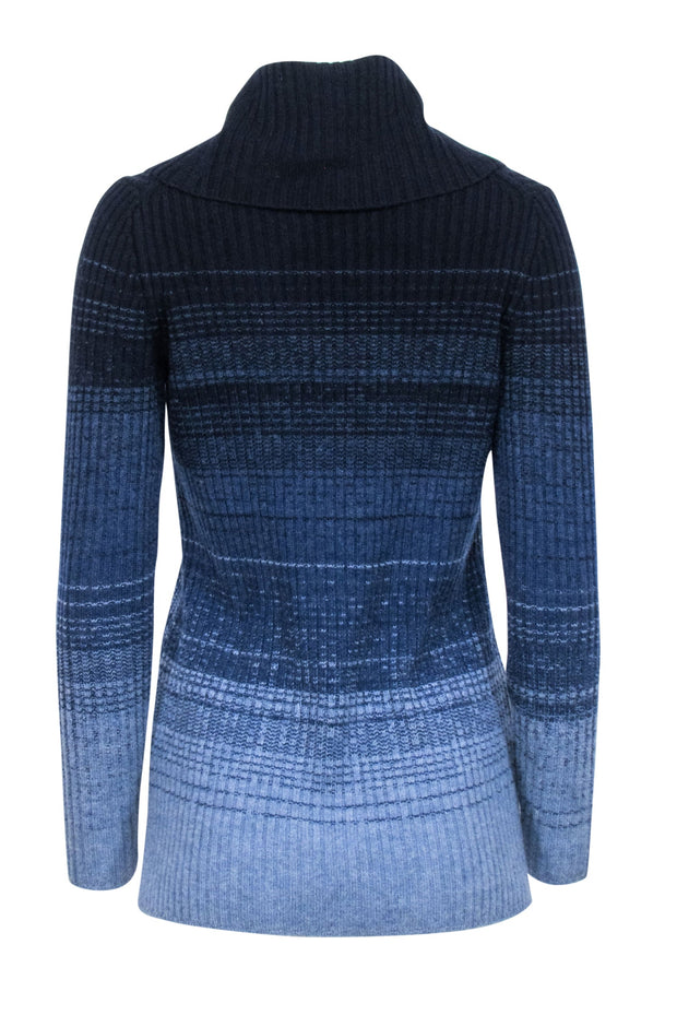 Current Boutique-Theory - Blue Ombre Wool & Cashmere Blend Turtle Neck Sweater Sz S