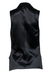 Current Boutique-Theory - Black Satin Open Front Vest Sz 8