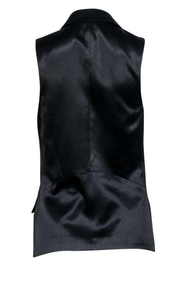 Current Boutique-Theory - Black Satin Open Front Vest Sz 8