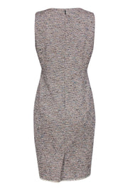 Current Boutique-Theory - White & Multicolor Tweed Sleeveless Sheath Dress w/ Frayed Hem Sz 12