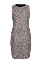 Current Boutique-Theory - White & Multicolor Tweed Sleeveless Sheath Dress w/ Frayed Hem Sz 12