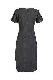 Theory - Grey Knit with Leather Trim shift " Leilana" Dress Sz 10 - Current Boutique