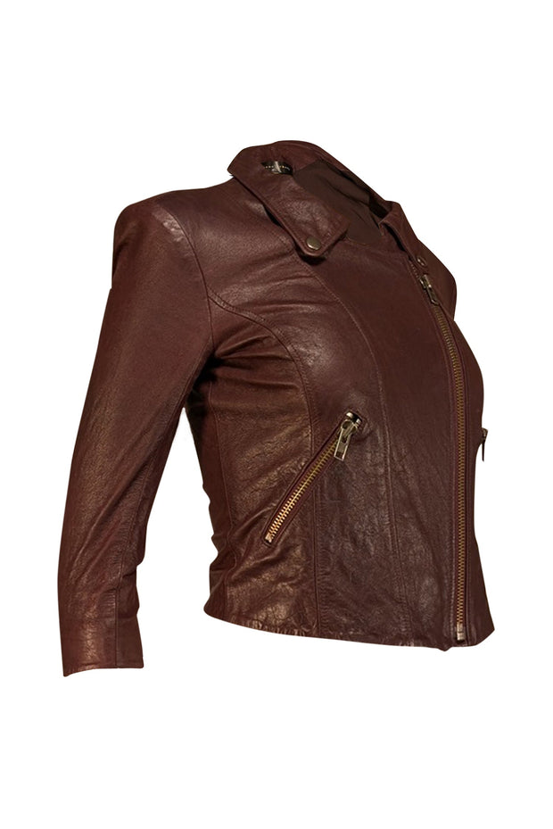 Current Boutique-Theyskens' Theory - Burgundy Lamb Leather Moto Jacket Sz P