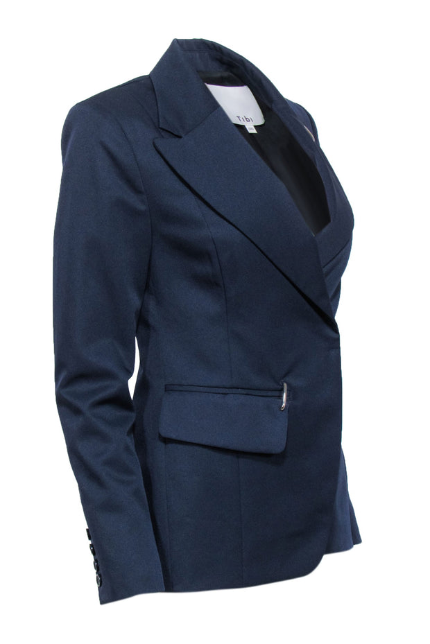 Current Boutique-Tibi - Navy Tailored Silver Hardware Blazer Sz 00