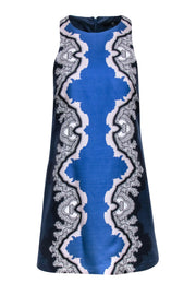 Current Boutique-Tibi - Navy, Blue, & Cream Print Silk Blend Dress Sz 2