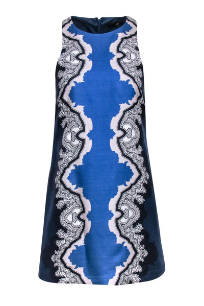 Current Boutique-Tibi - Navy, Blue, & Cream Print Silk Blend Dress Sz 2