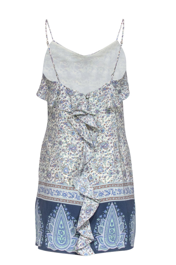 Current Boutique-Tibi - Ivory, Blue, Mint, & Tan Paisley Print Silk Dress Sz 2