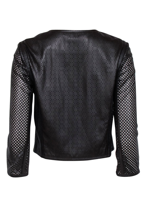 Current Boutique-Tibi - Brown Laser Cut Print Leather Jacker Sz 4