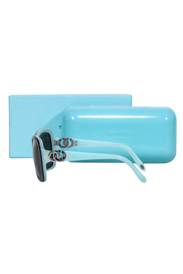 Current Boutique-Tiffany & Co. - Black & Robin Egg Blue Square Sunglasses