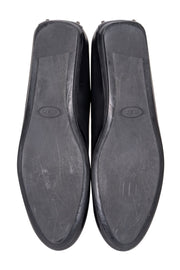 Current Boutique-Tod's - Black Leather Silver Stud Back Flats Sz 7