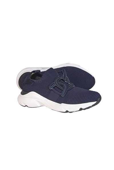 Tod's - Navy Knit Stretch Sneakers Sz 9 - Current Boutique