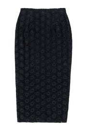 Current Boutique-Todd Oldham - Black Eyelet Lace Midi Skirt w/ Side Slit Sz M