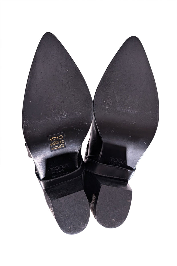 Current Boutique-Toga Pulla - Black Leather Silver Detail Western Boot Sz 11