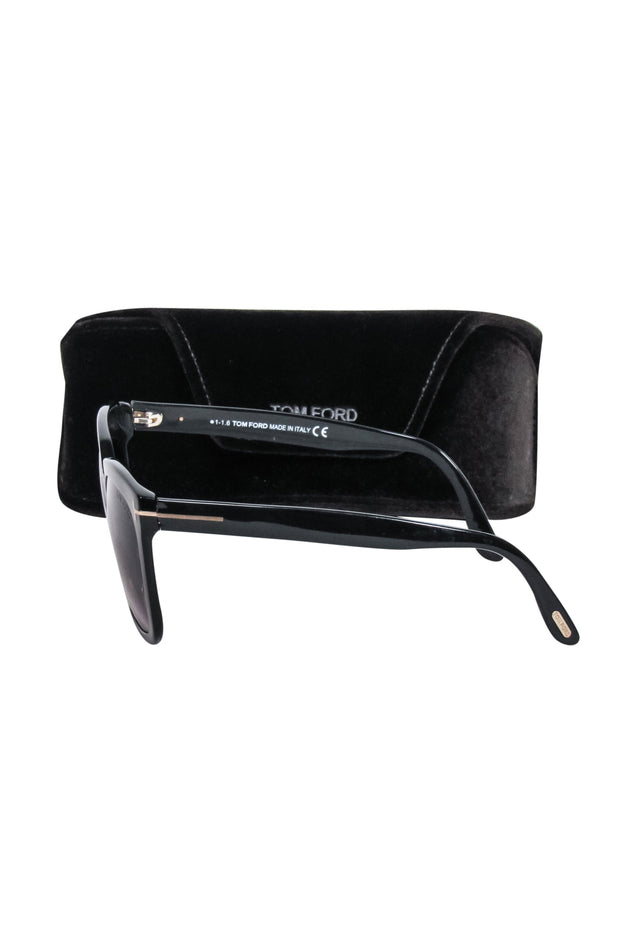 Current Boutique-Tom Ford - Black Large Sunglasses w/ Brown Ombre Lenses