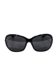 Current Boutique-Tom Ford - Black Rounded Sunglasses w/ Silver Detail