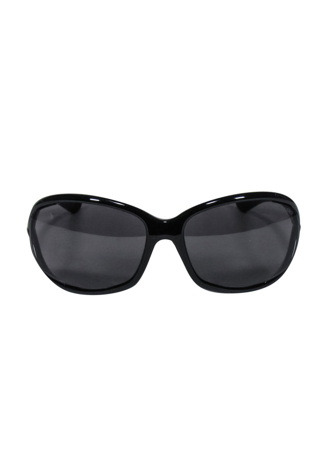 Current Boutique-Tom Ford - Black Rounded Sunglasses w/ Silver Detail