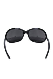 Current Boutique-Tom Ford - Black Rounded Sunglasses w/ Silver Detail