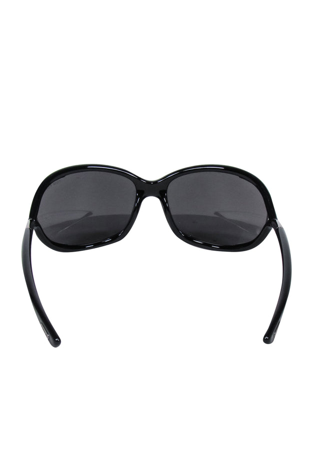 Current Boutique-Tom Ford - Black Rounded Sunglasses w/ Silver Detail