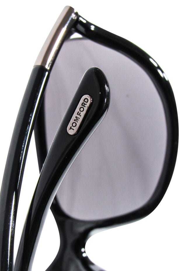 Current Boutique-Tom Ford - Black Rounded Sunglasses w/ Silver Detail