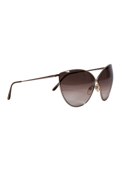 Current Boutique-Tom Ford - Brown Lens w/ Gold Thin Frame Sunglasses