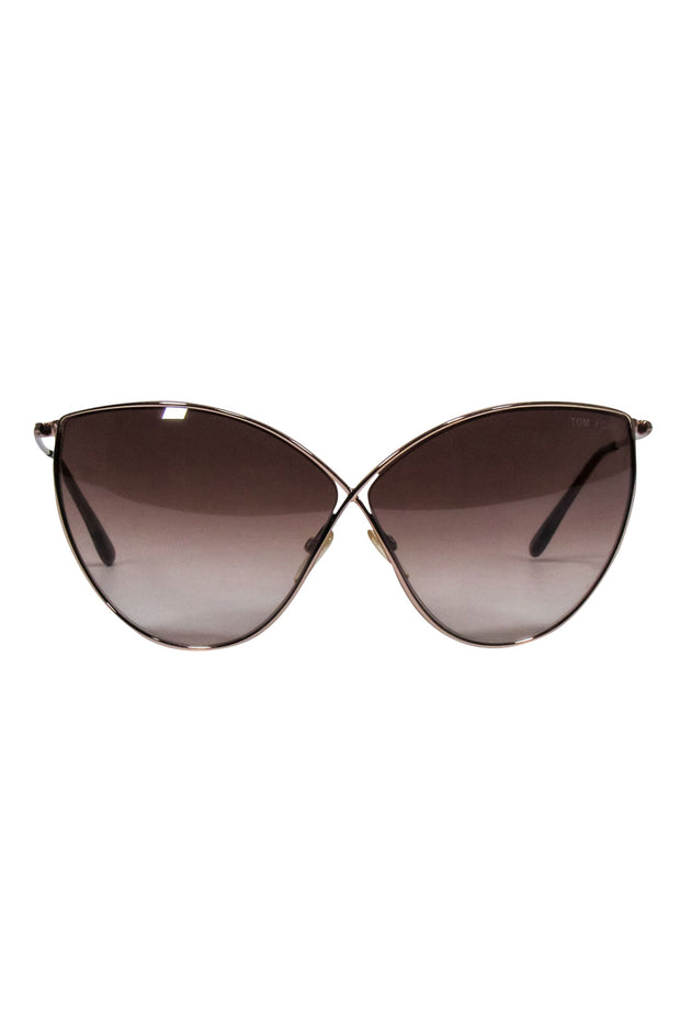 Current Boutique-Tom Ford - Brown Lens w/ Gold Thin Frame Sunglasses