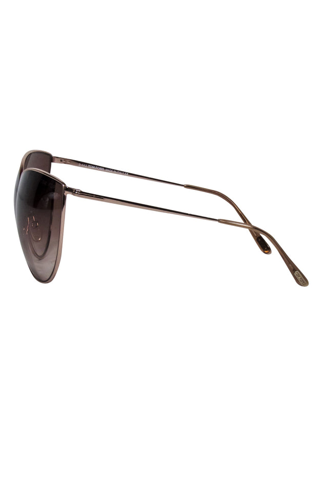 Current Boutique-Tom Ford - Brown Lens w/ Gold Thin Frame Sunglasses