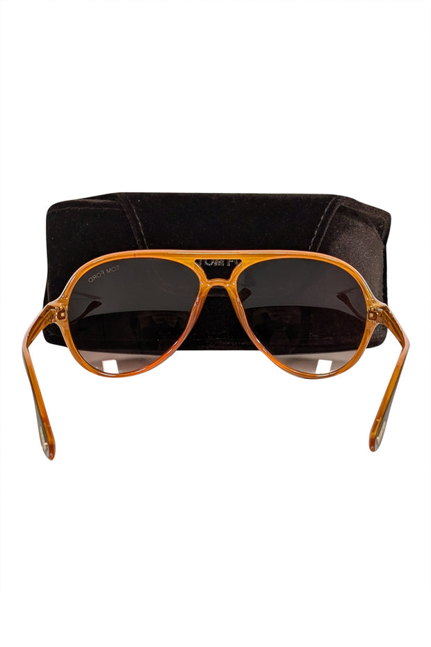 Current Boutique-Tom Ford - Brown & Orange Aviator Sunglasses