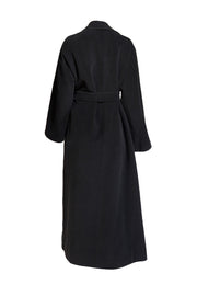 Tombolini - Black Wool & Orylag Fur Open Front Coat w/ Tie Belt Sz L - Current Boutique