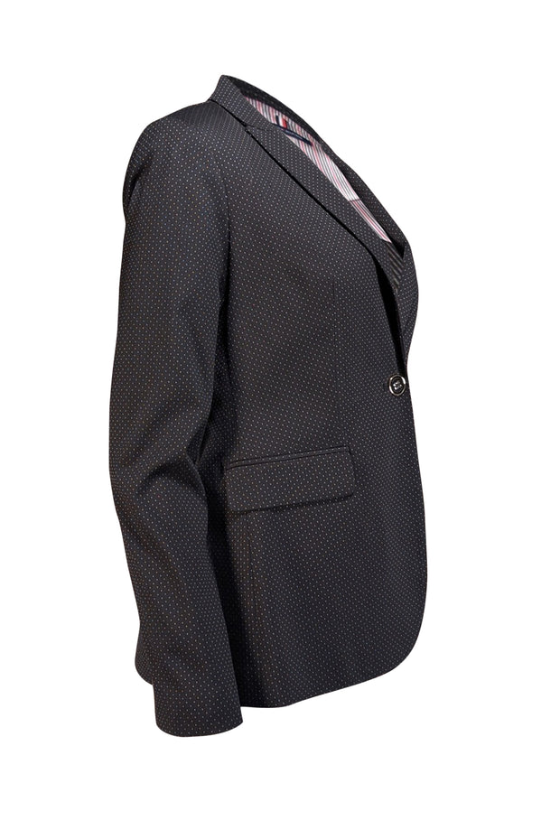 Tommy Hilfiger - Black w/ White Micro Dot Pattern Blazer Sz 4 - Current Boutique
