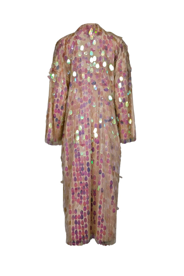 Current Boutique-Topshop - Blush Pink Iridescent Sequin Kimono Duster Sz M