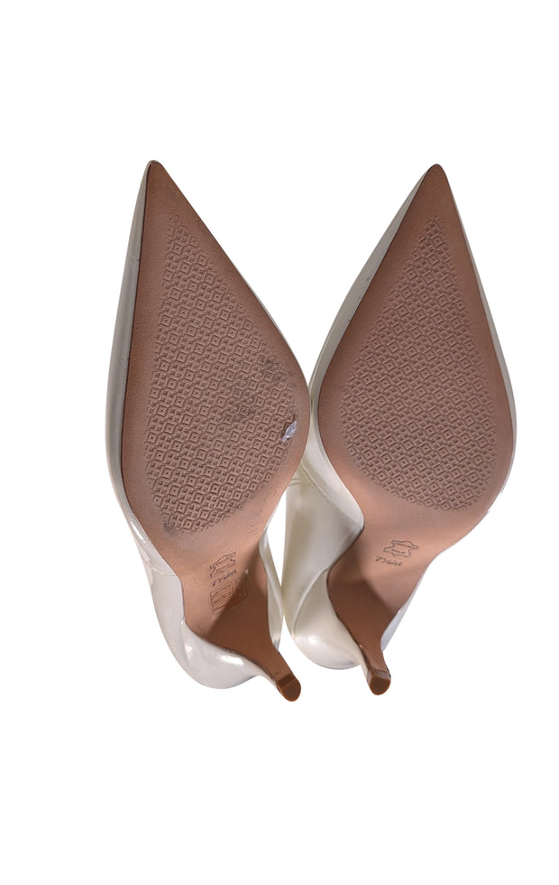 Tory Burch - White Patent Leather Pointed Toe Heels Sz 7.5 - Current Boutique