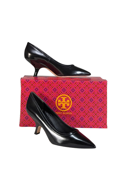Current Boutique-Tory Burch - Black Leather 65MM Angle Pump Sz 8.5