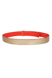 Current Boutique-Tory Burch - Gold & Orange Reversible Leather Belt Sz M
