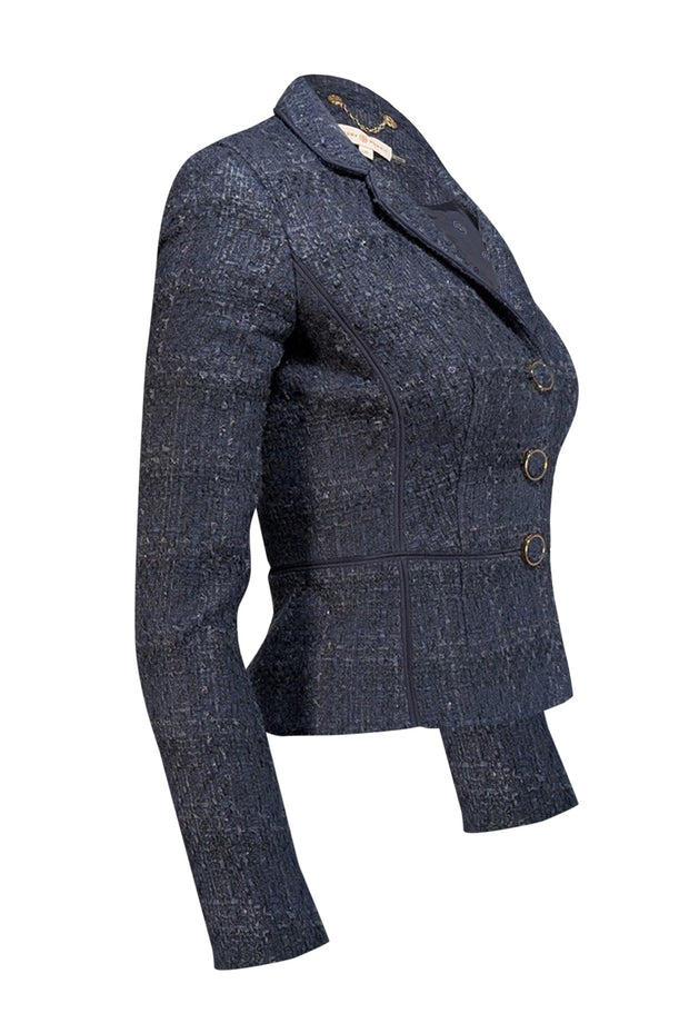 Current Boutique-Tory Burch - Navy Boucle Triple Button Front Blazer Sz 0