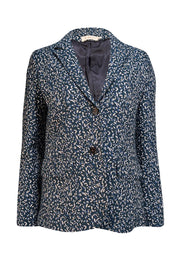 Tory Burch - Teal, Blue, & White Confetti Jacquard Blazer Sz 4 - Current Boutique