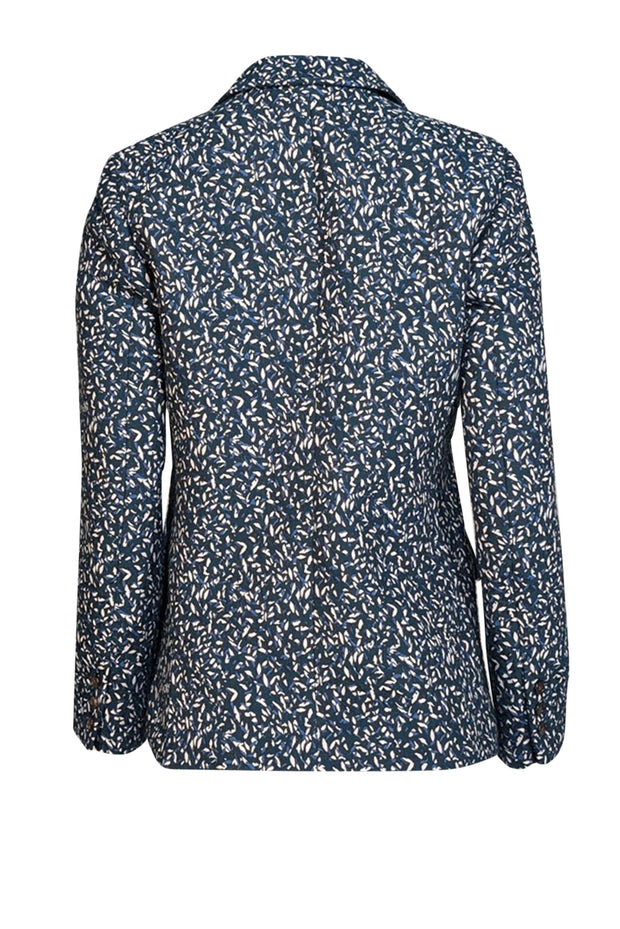 Tory Burch - Teal, Blue, & White Confetti Jacquard Blazer Sz 4 - Current Boutique