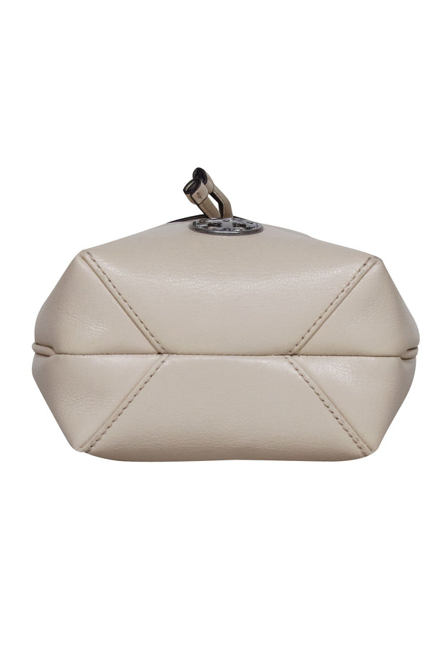 Current Boutique-Tory Burch - Cream Leather Quilted Mini Bucket Bag