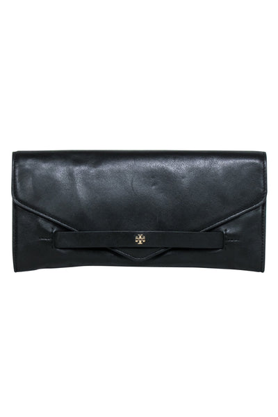 Current Boutique-Tory Burch - Black Leather Long Clutch